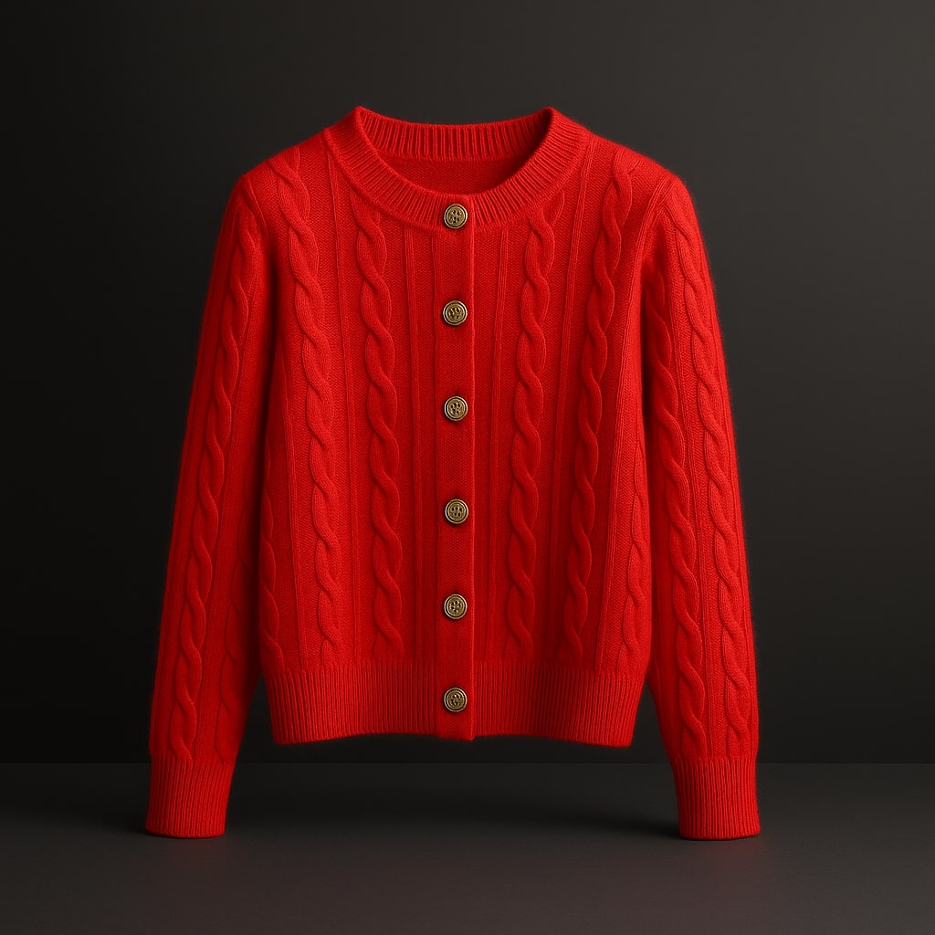 Matilda Women’s Cable Knit Cardigan – Mink Wool Blend Sweater