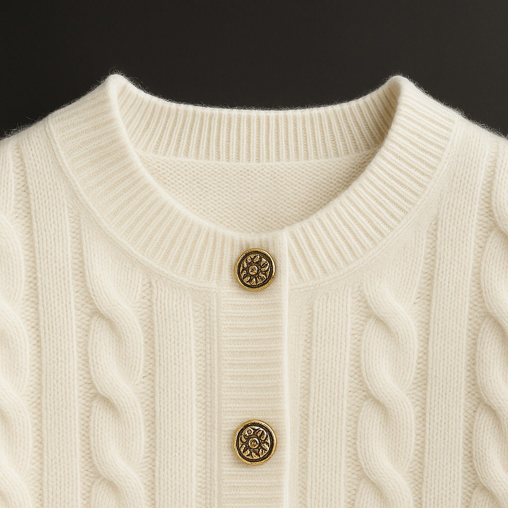 Matilda Women’s Cable Knit Cardigan – Mink Wool Blend Sweater