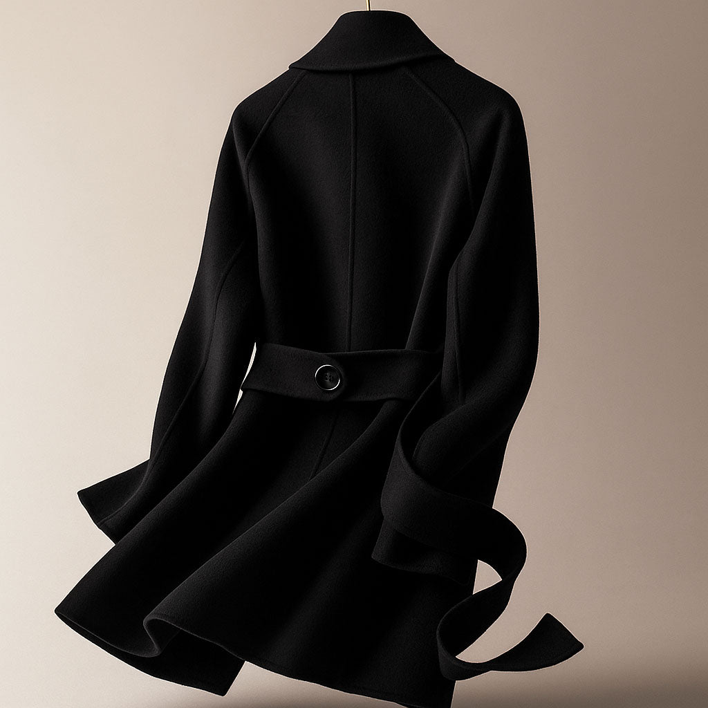 Seraphina Women’s Wool Wrap Coat – Double-Breasted Long Belted Winter Overcoat