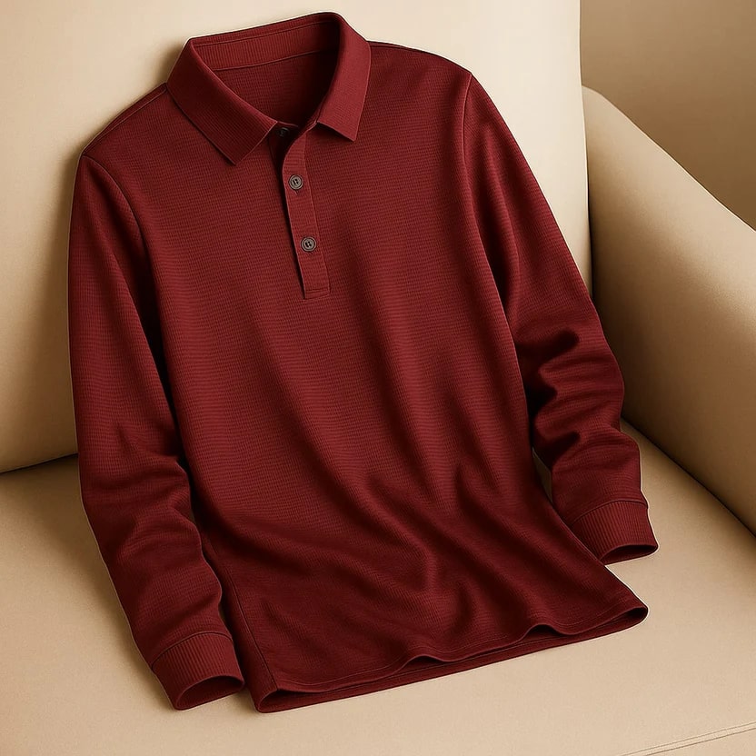 Northwood Men’s Long Sleeve Polo – Soft Woven Fabric with Structured Collar