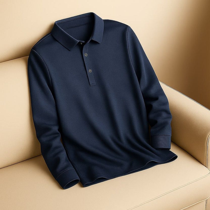 Northwood Men’s Long Sleeve Polo – Soft Woven Fabric with Structured Collar