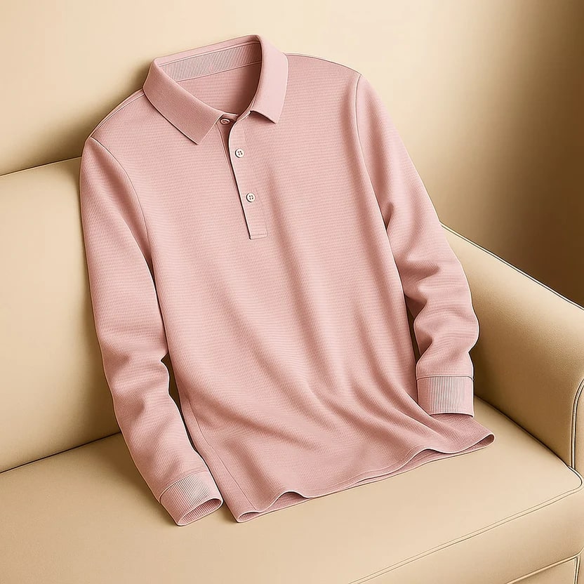 Northwood Men’s Long Sleeve Polo – Soft Woven Fabric with Structured Collar