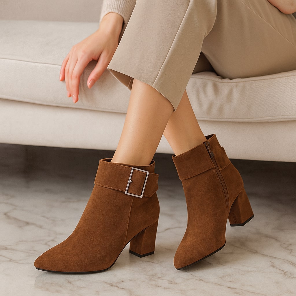 Imee Buckle Ankle Suede Boots
