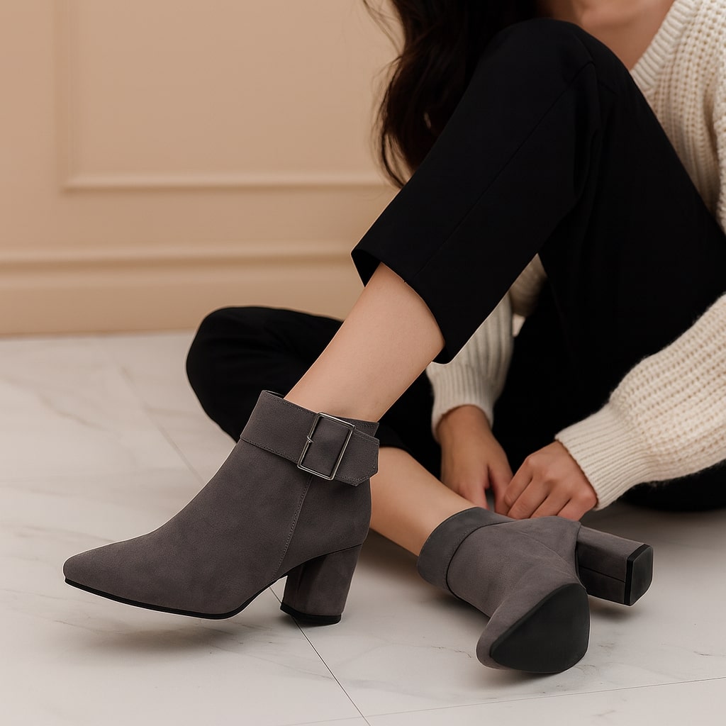 Imee Buckle Ankle Suede Boots