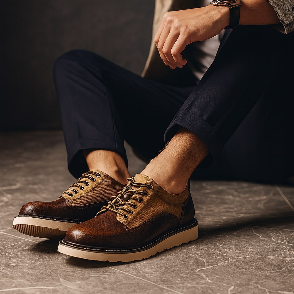 Felix Men’s Oxford Shoes – Mixed-Material Cushioned Comfort Dress Shoes