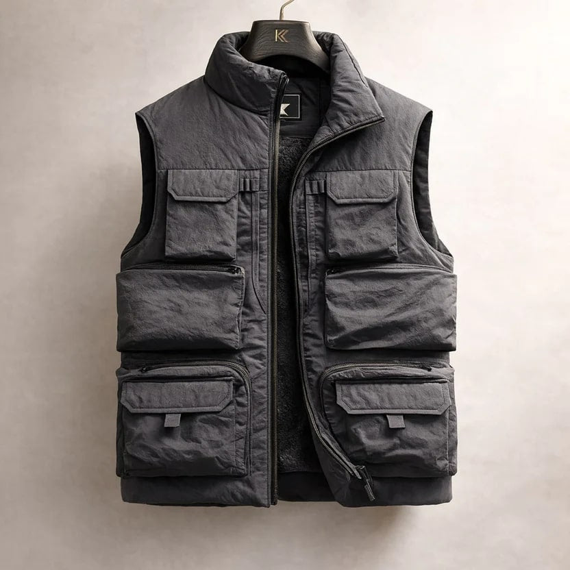 Arnel Men’s Vest – Zip Front Multi-Pocket Lightweight Layering Utility Vest