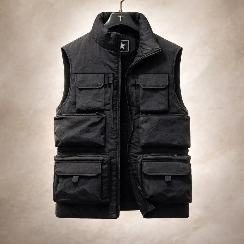 Arnel Men’s Vest – Zip Front Multi-Pocket Lightweight Layering Utility Vest