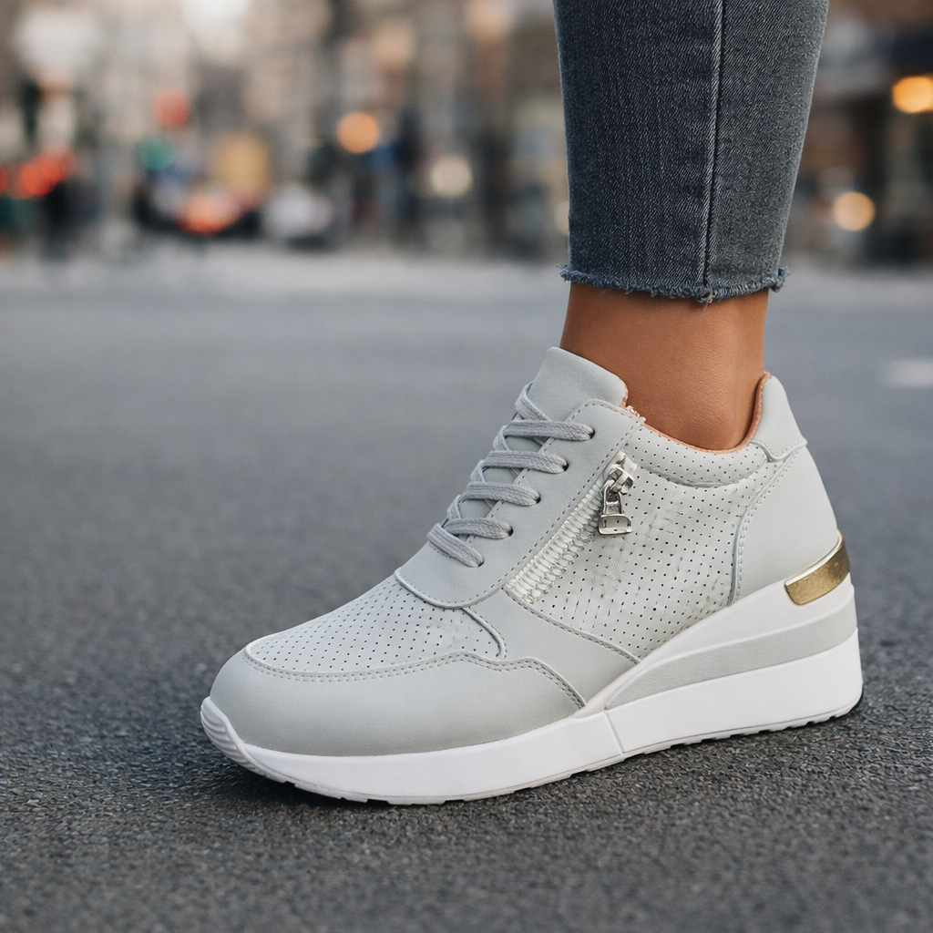 Selena Women’s Sneakers – Breathable Front Zip Shoes