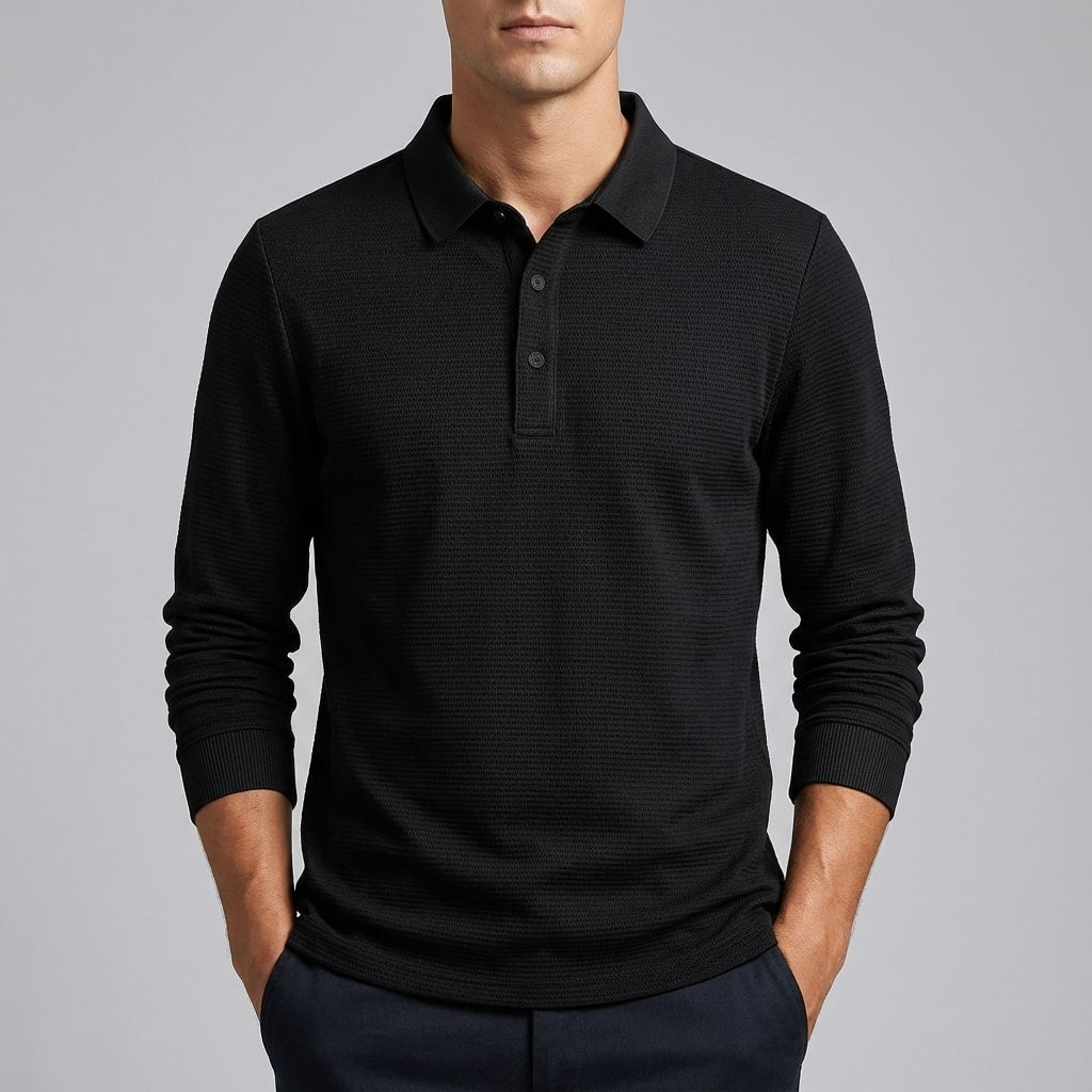Northwood Men’s Long Sleeve Polo – Soft Woven Fabric with Structured Collar