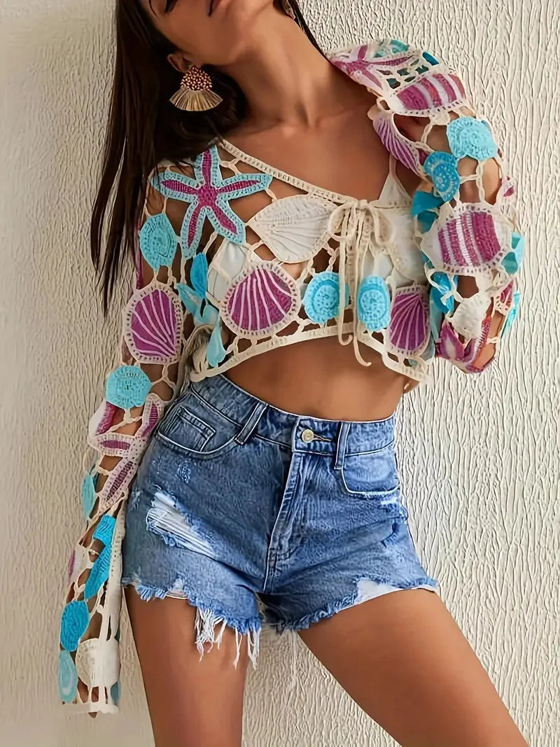 Marina Crochet Beach Cover-Up – Open-Knit Layering Piece for Effortless Resort Style
