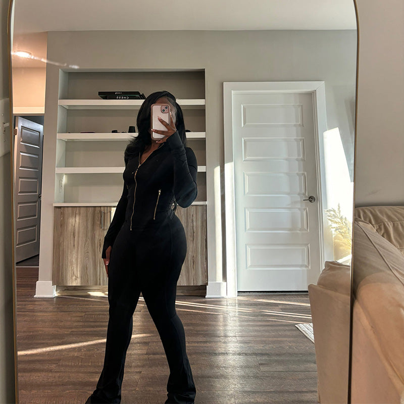 Finn Slimming Zip Jacket & Flared Pants Set