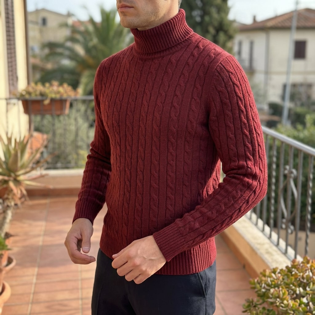 Arthur Men’s Turtleneck Sweater – Cable Knit Jumper