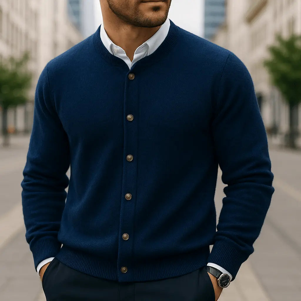 Frostan Men’s Cashmere Cardigan – Lightweight Brushed Knit with Button-Up Design