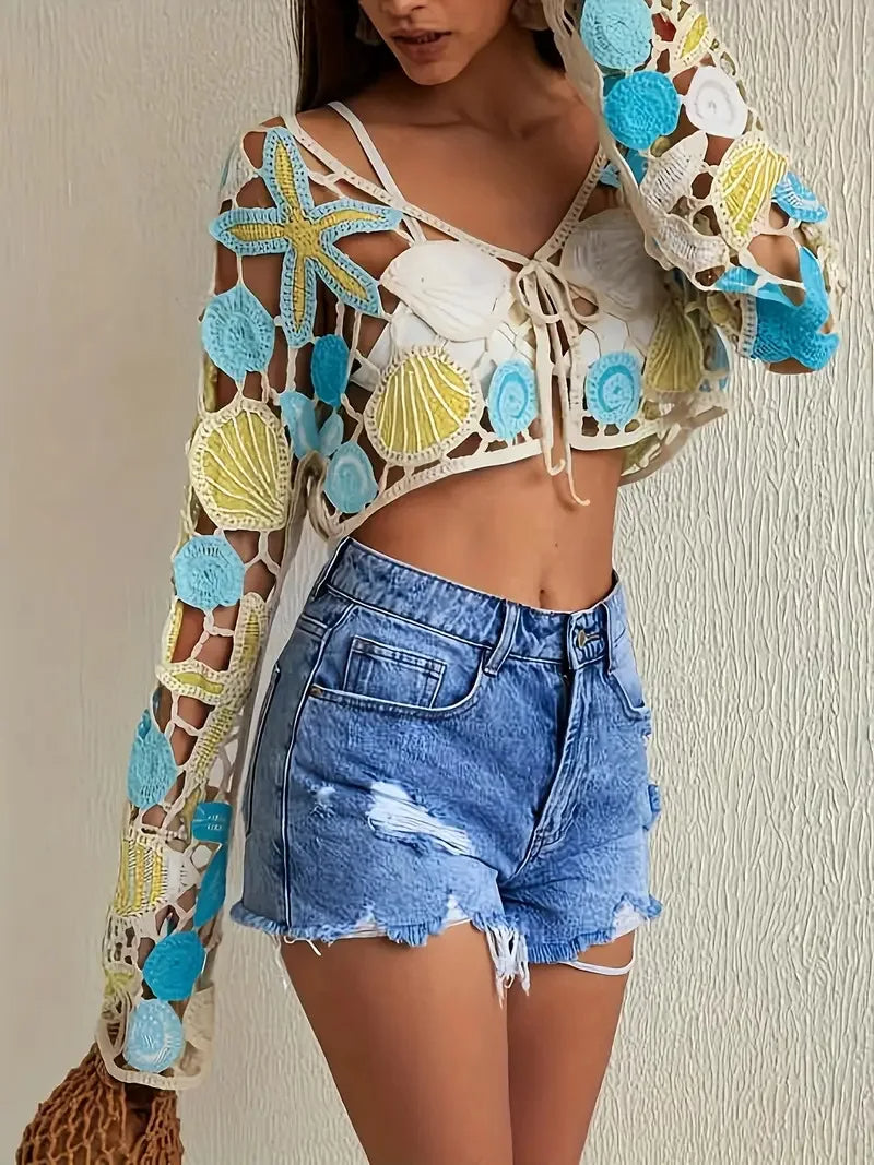 Marina Crochet Beach Cover-Up – Open-Knit Layering Piece for Effortless Resort Style