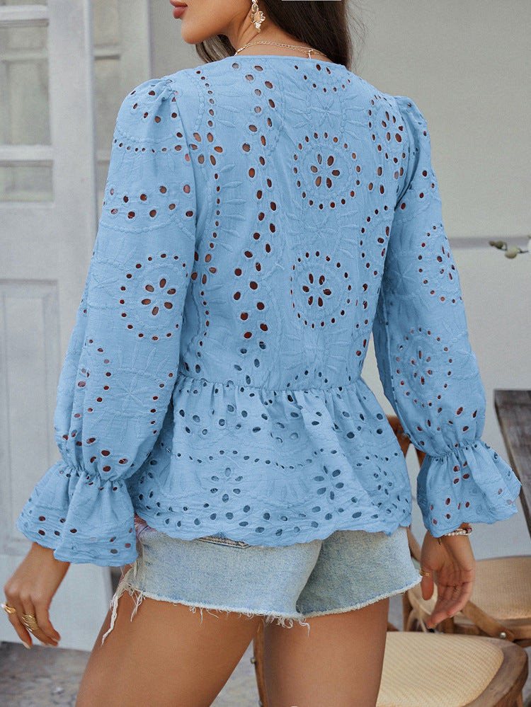 Ronan Lace Pleated Casual Boho Top
