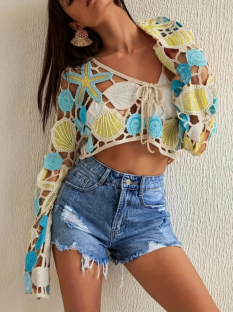 Marina Crochet Beach Cover-Up – Open-Knit Layering Piece for Effortless Resort Style