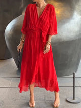 Madison V-Neck Chiffon Maxi Dress