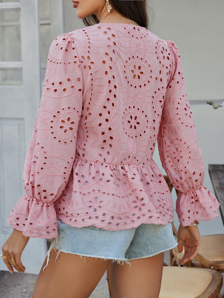 Ronan Lace Pleated Casual Boho Top