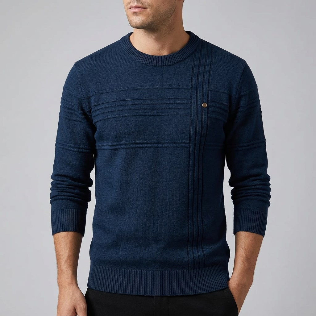 Bradford Men’s Cotton Sweater – Midweight Crew Neck Jumper with Tailored Fit
