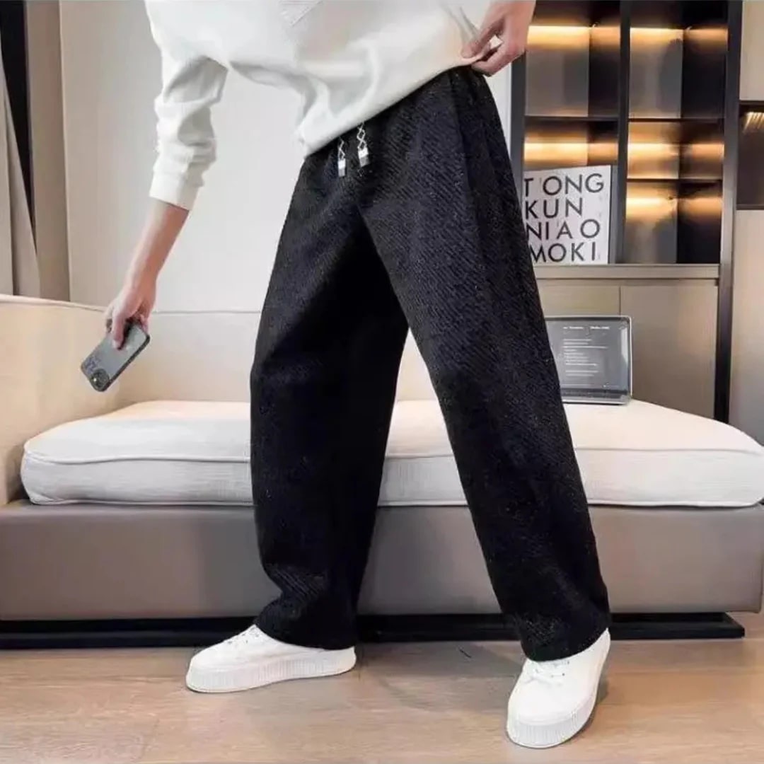 Mavro Men’s Pants – Brushed Knit Wide-Leg Pants