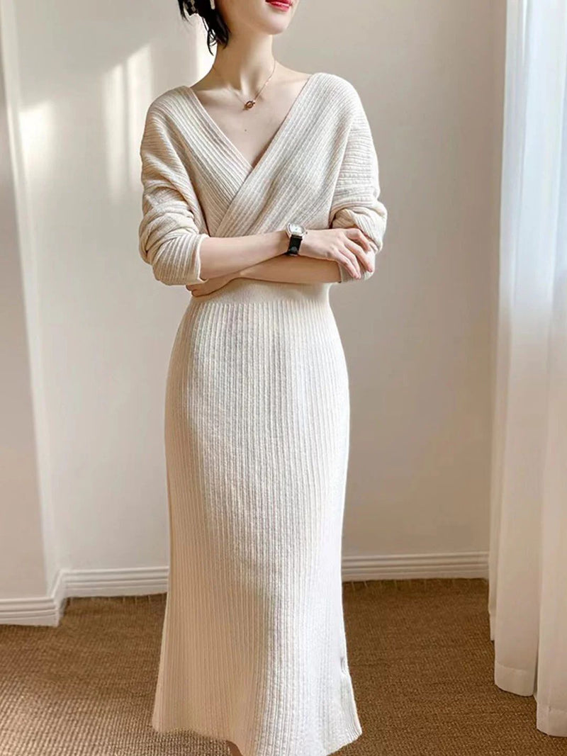 Tatum Chic V-Neck Casual Knit Dress