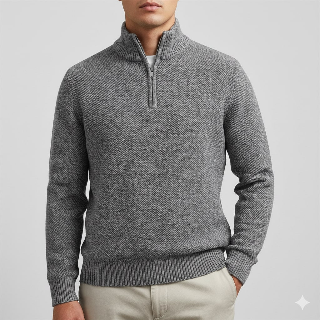 Ashton Men’s Quarter-Zip Sweater – Cotton Knit Pullover for Layered Comfort
