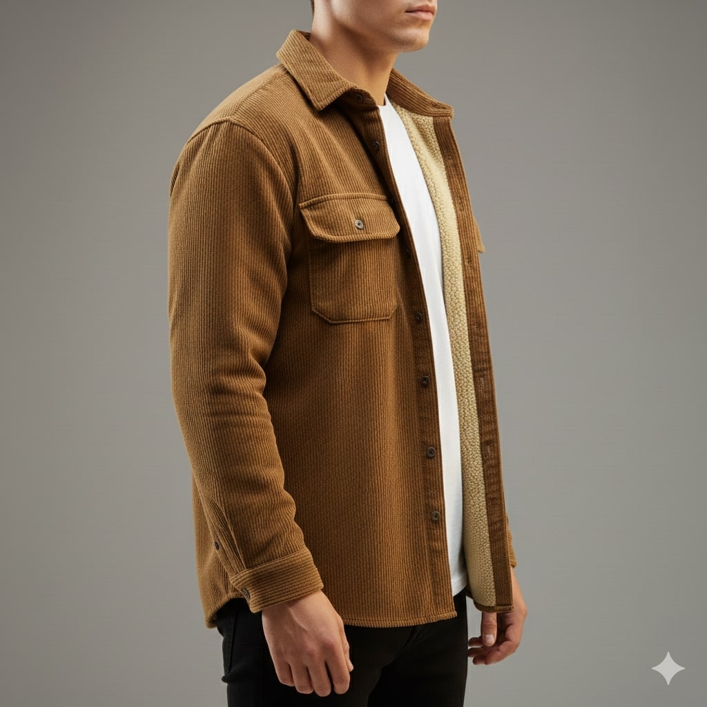 Jasper Men’s Corduroy Shirt Jacket – Sherpa-Lined Outerwear