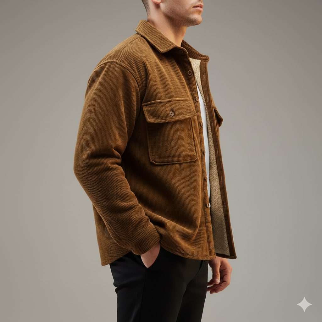 Jasper Men’s Corduroy Shirt Jacket – Sherpa-Lined Outerwear