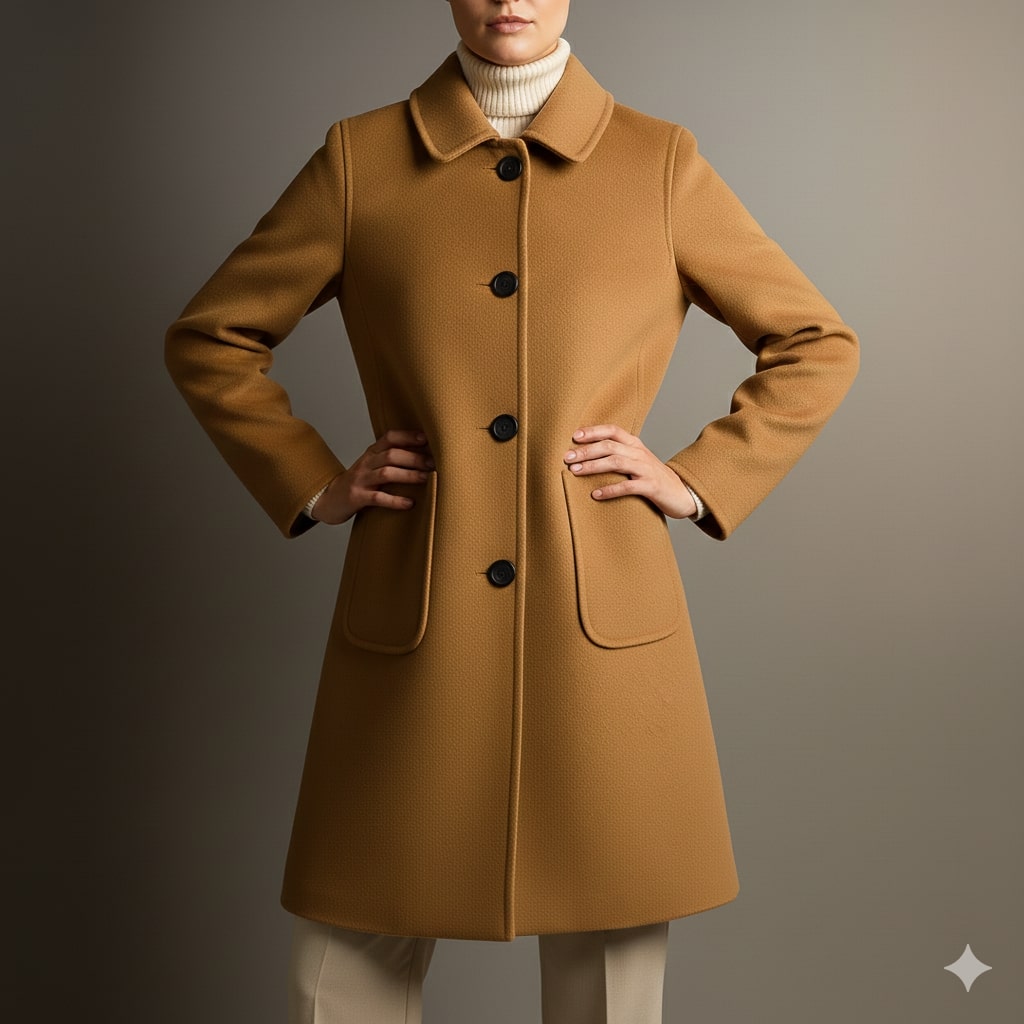 Eloisa Women’s Wool Coat – Virgin Wool Overcoat with Tailored Straight Cut