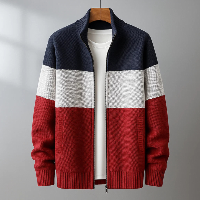 Loren Men’s Fleece Jacket – Cotton Knitted Full-Zip Jacket
