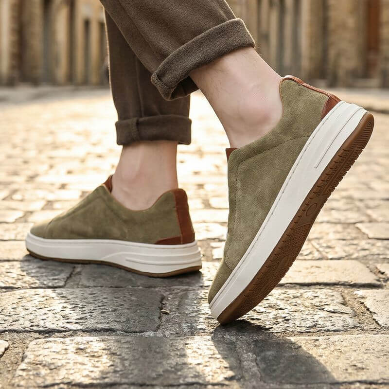 Declan Men’s Suede Slip-On Sneakers – Cowhide Leather Shoes
