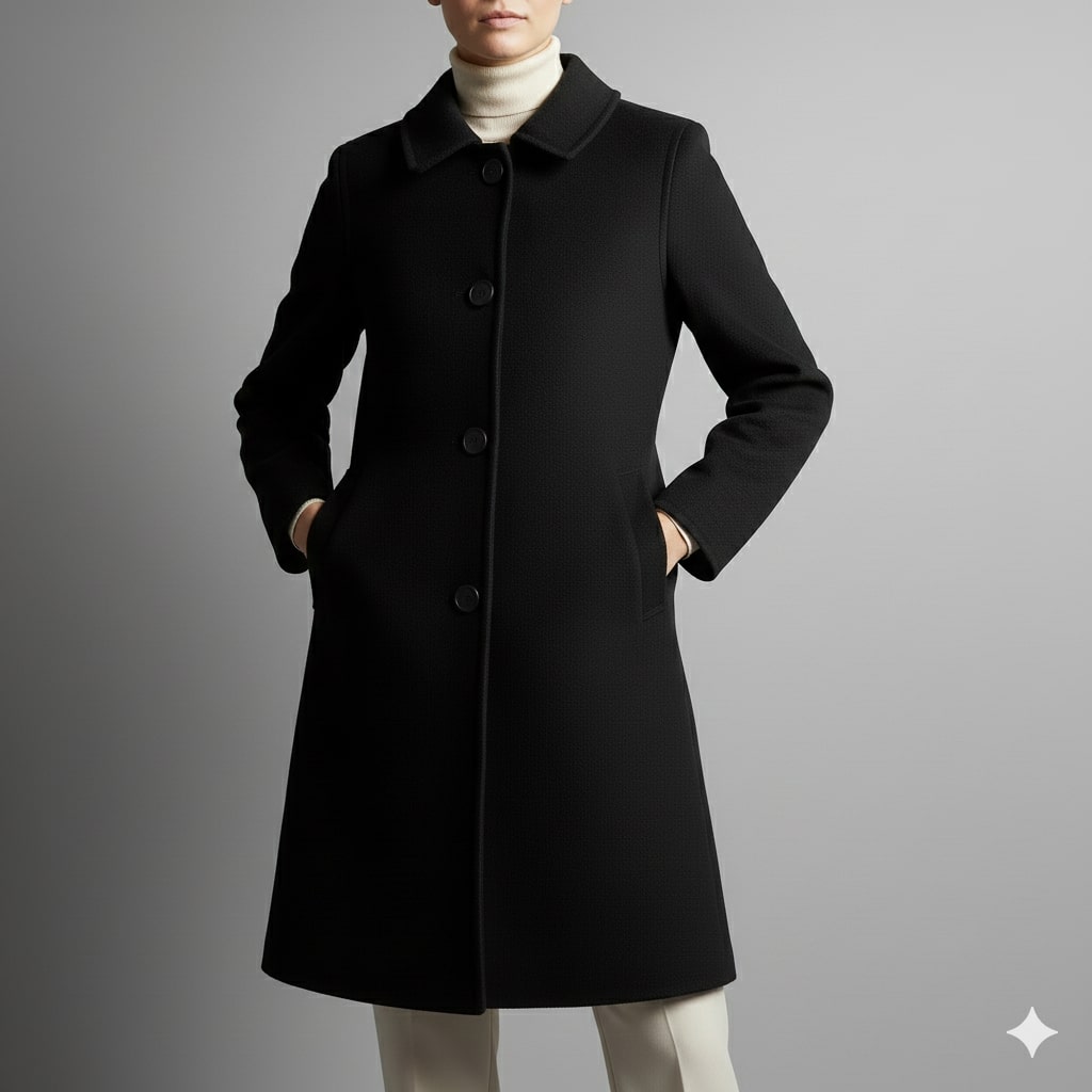 Eloisa Women’s Wool Coat – Virgin Wool Overcoat with Tailored Straight Cut