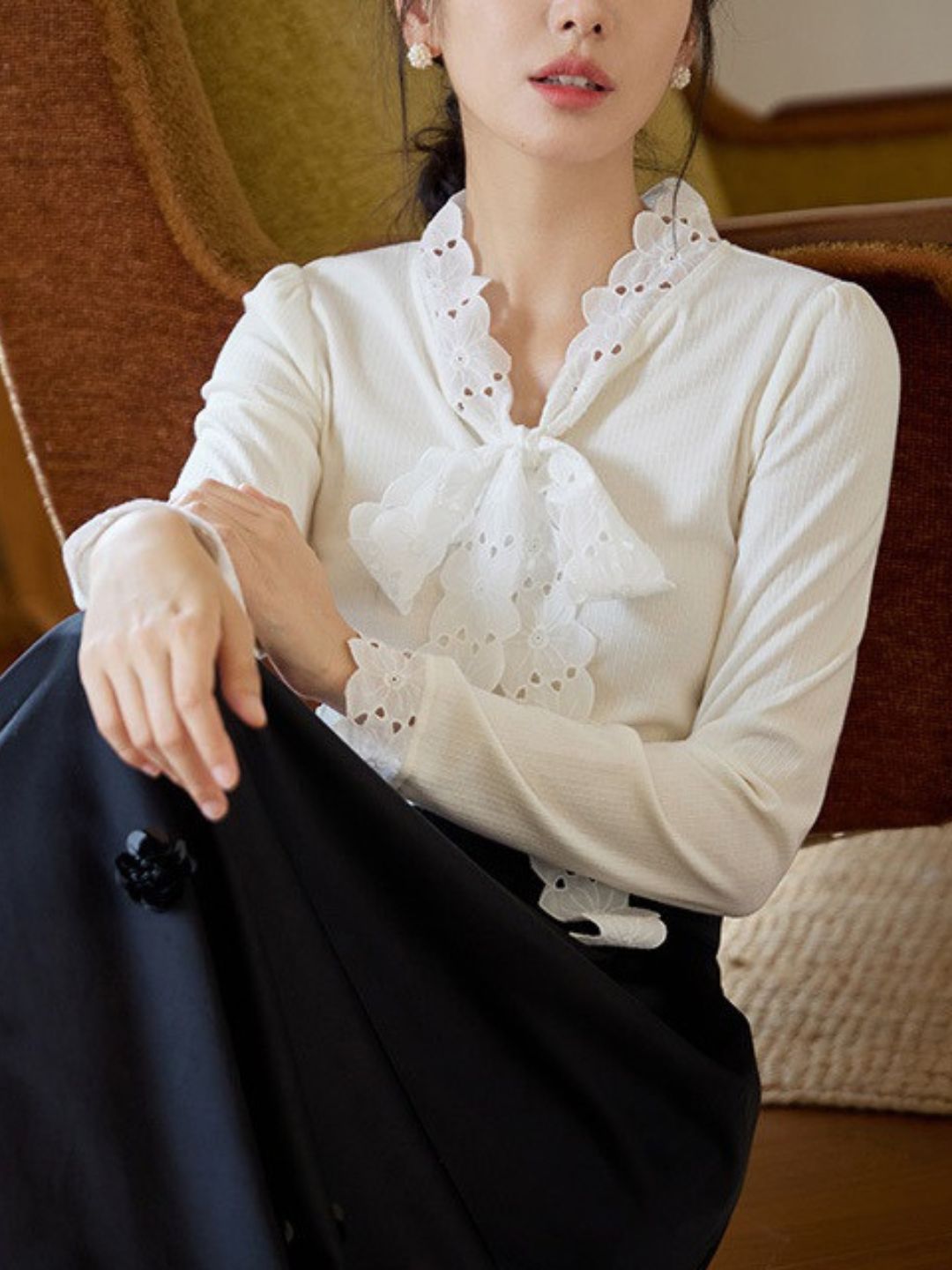 Lennon Women's Lace-Up Cotton Top