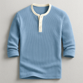 Logan Men's Henley Long Sleeve Shirt – Waffle Knit Cotton Blend Pullover
