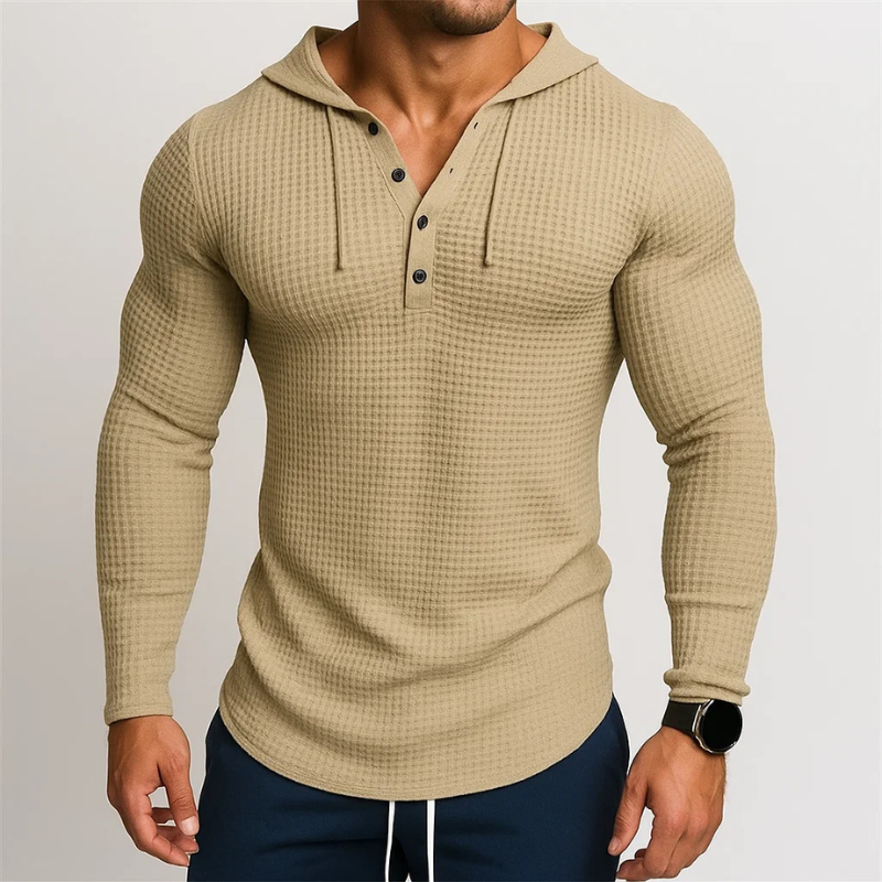 Landon Men’s Hoodie Pullover – Waffle Knit Textured Pullover