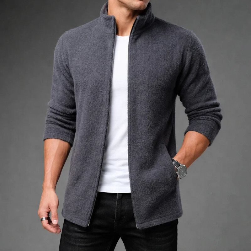 Hudson Men’s Fleece Jacket – Mid-Length Zip Up Jacket