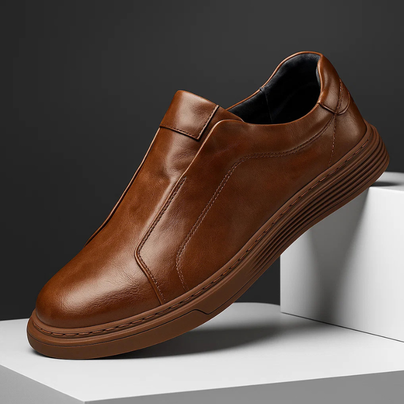Farjan Men’s Sneakers – Lightweight Leather Slip-On Casual Shoes