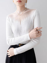 Ember Silver Accent Mesh Knit Blouse