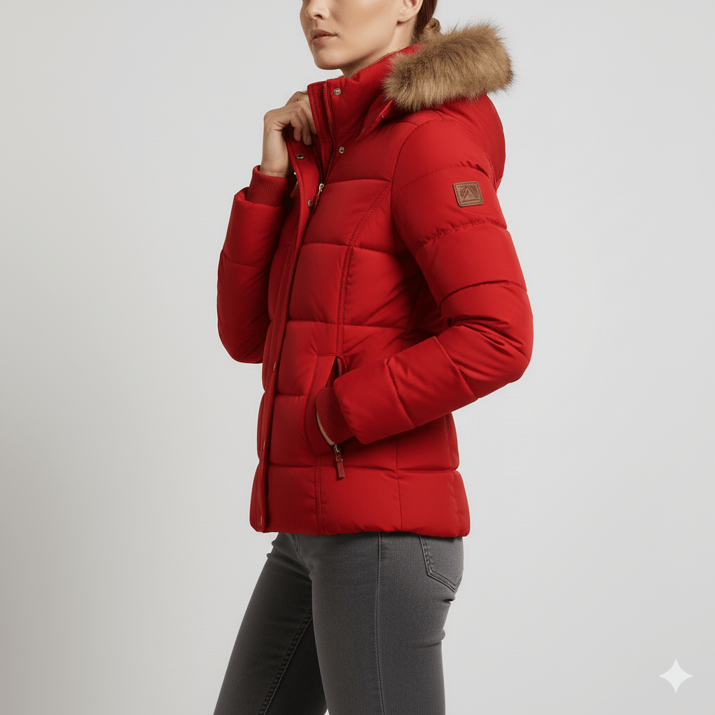 Veronica Women’s Puffer Jacket – Quilted Winter Coat with Detachable Fur Hood
