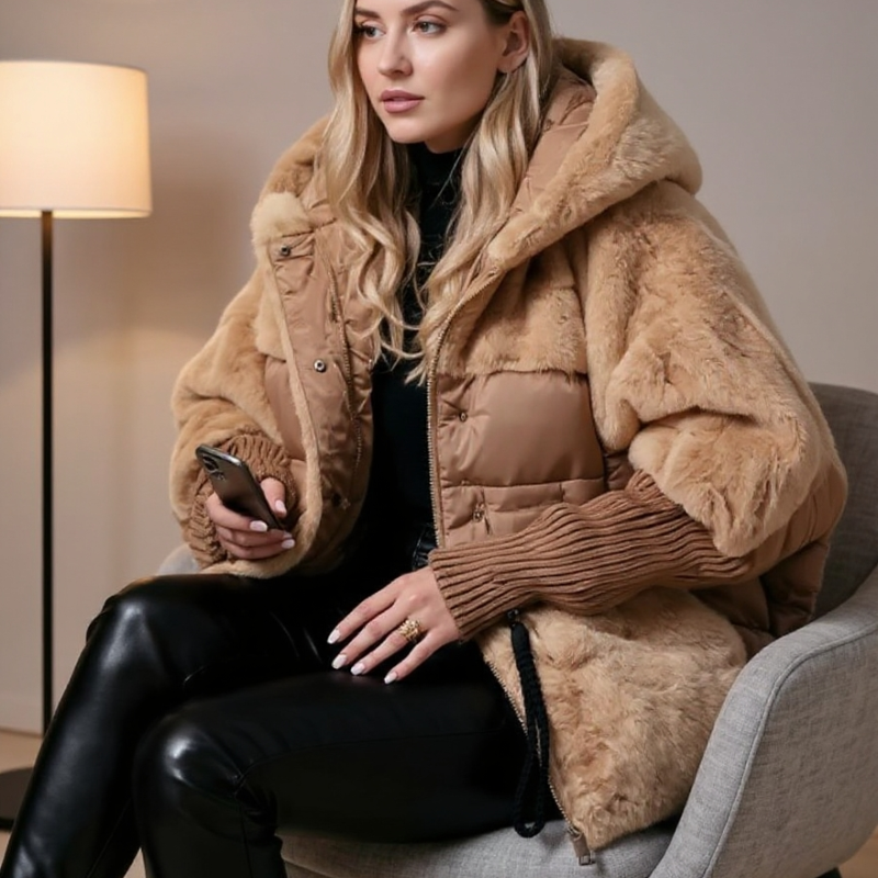 Marcelline Women's Cotton-Filled Parka – Faux Fur Trim & Warm Elasticated Cuffs