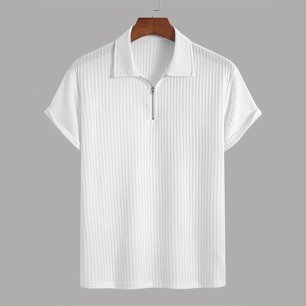 Dominic Men’s Polo Shirt – Textured Organic Half-Zip Men’s Polo