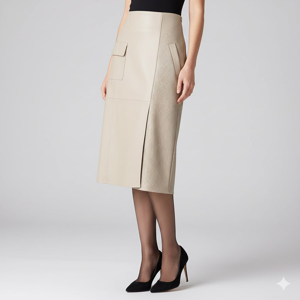 Maui Women's Leather Skirt – High-Waist Asymmetrical Leather Pencil Skirt