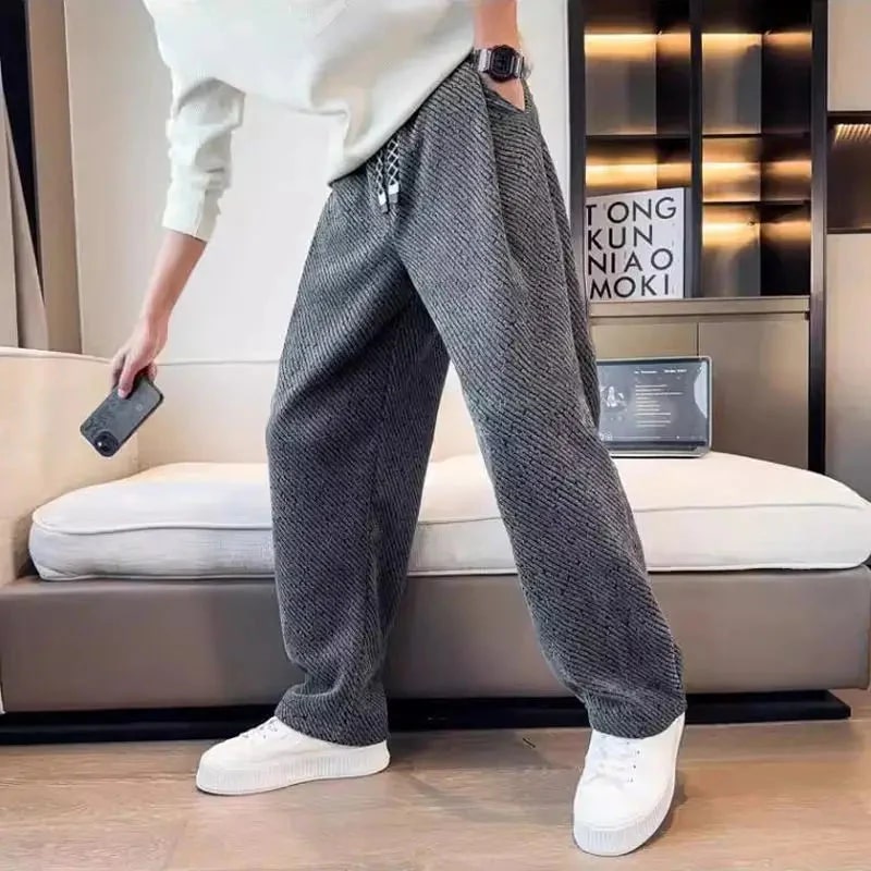 Mavro Men’s Pants – Brushed Knit Wide-Leg Pants