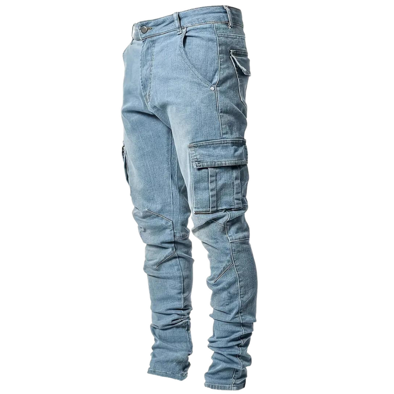 Silas Men’s Cargo Pants – Slim Fit Stretch Denim with Tactical Pocket Detailing