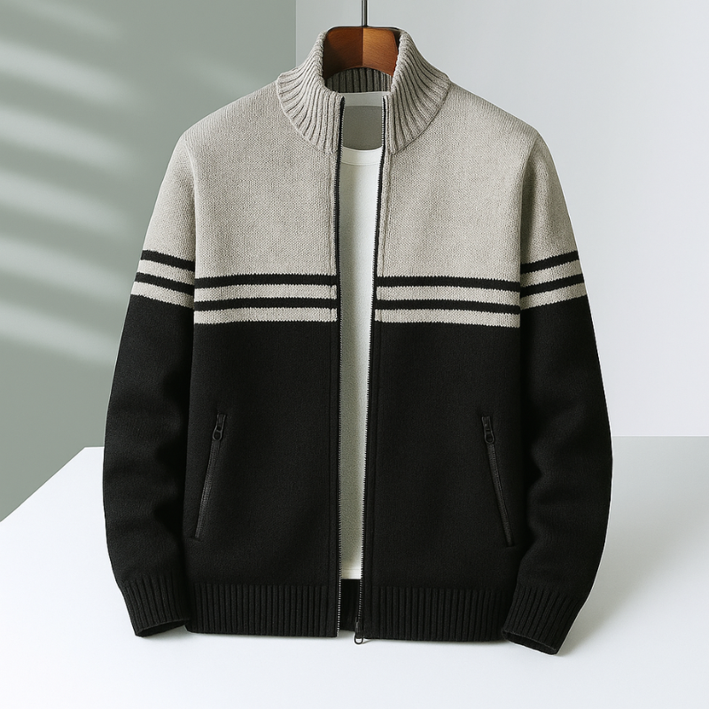 Luxio Men’s Knit Jacket – Soft Cotton Zip-Up with Tailored Fit