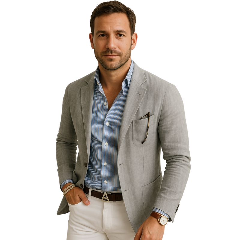 Mateo Tailored Stretch Blazer – Breathable Cotton Jacket for Smart Casual Styling