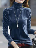 Clara Women’s Turtleneck Long Sleeve Shirt – Soft Stretch Cotton Top