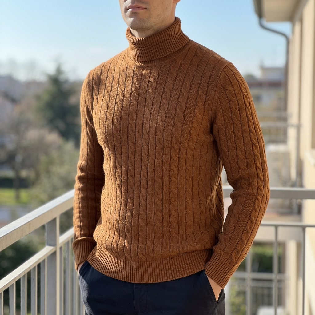 Arthur Men’s Turtleneck Sweater – Cable Knit Jumper