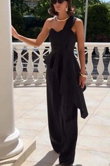 Sonia One‑Shoulder Ruffle Top & Wide‑Leg Pants Set – Summer Co‑ord with Pockets