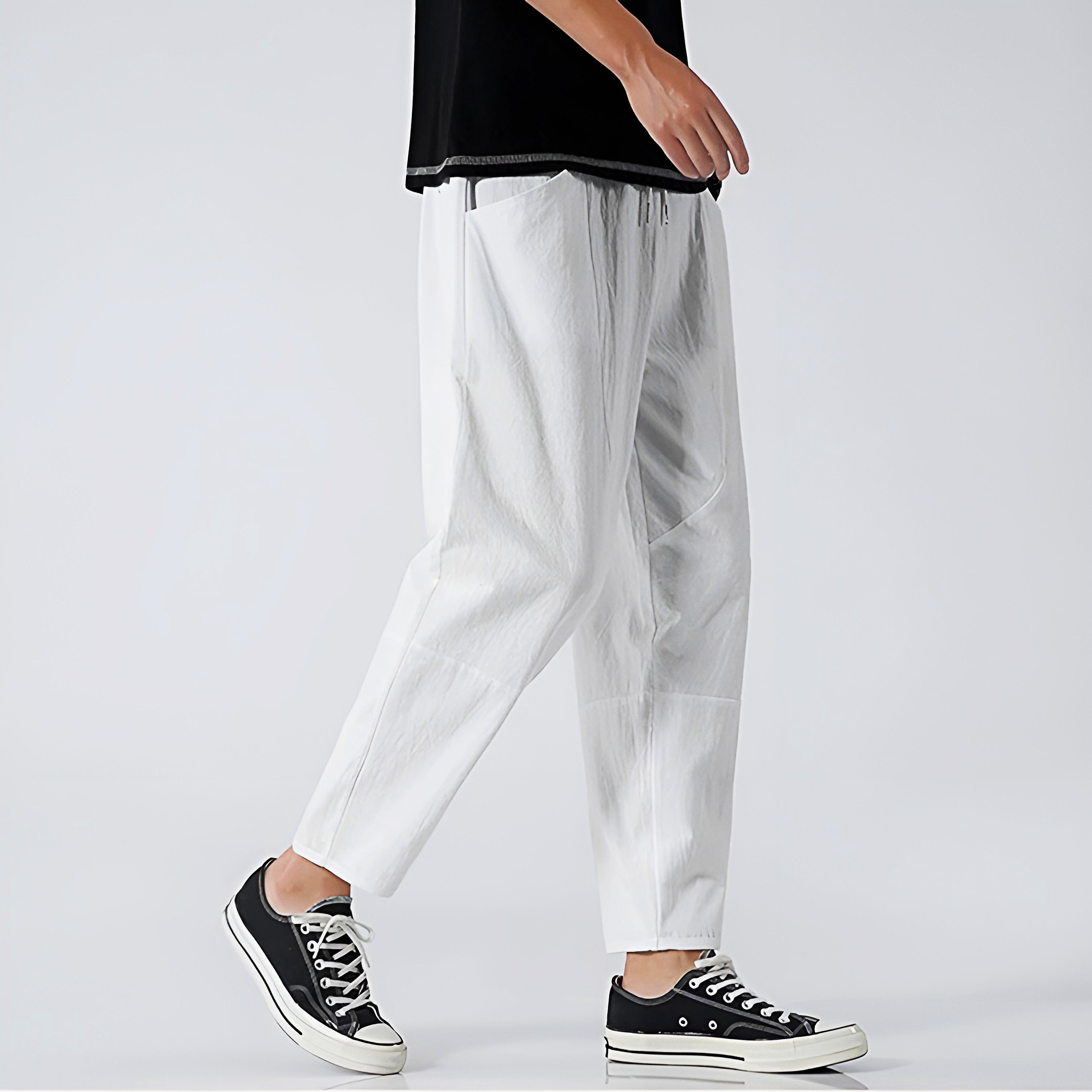 Santino Cropped Linen Pants – Men’s Slim Tapered Trousers for Warm Weather